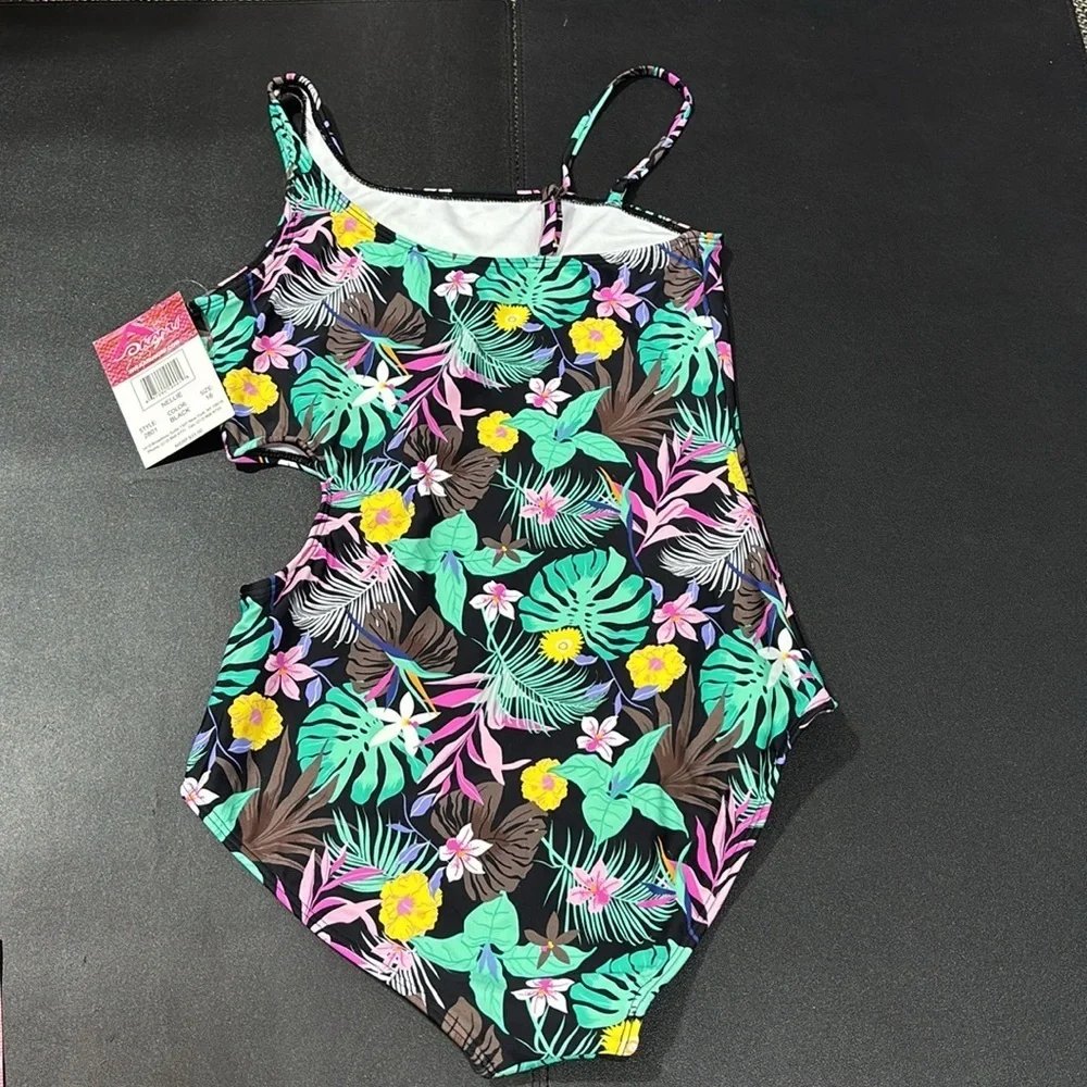 Kanu Surf tropical floral print,removable adjustable strap,cut out waist,1 piece